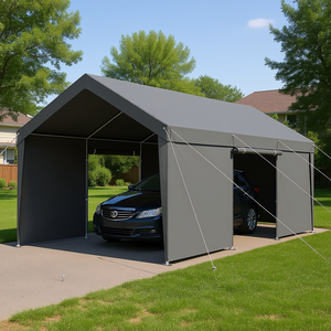 Tettoia per Auto D0100XUDPDV 12x20FT Grigia con Pareti Laterali, Riparo per Auto da Esterno, Design a Strato Singolo - Product Image 2