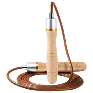 Wholesale Factory Speed Sports Training Wooden Handles Cowhide Rope Leather Skipping Jump Rope
