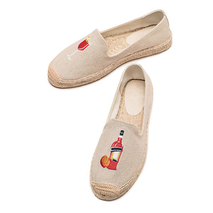 <span class=keywords><strong>Espadrilles</strong></span> pour femmes en toile <span class=keywords><strong>bleu</strong></span> <span class=keywords><strong>marine</strong></span>, style ludique, broderie vin, à enfiler, semelle épaisse en jute tressée, pour l'été et les loisirs - Product Image 6