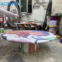 Table basse en fibre de verre peinte à la main, art abstrait, table centrale personnalisée en FRP avec peinture graffiti colorée pour galerie, designer, showroom