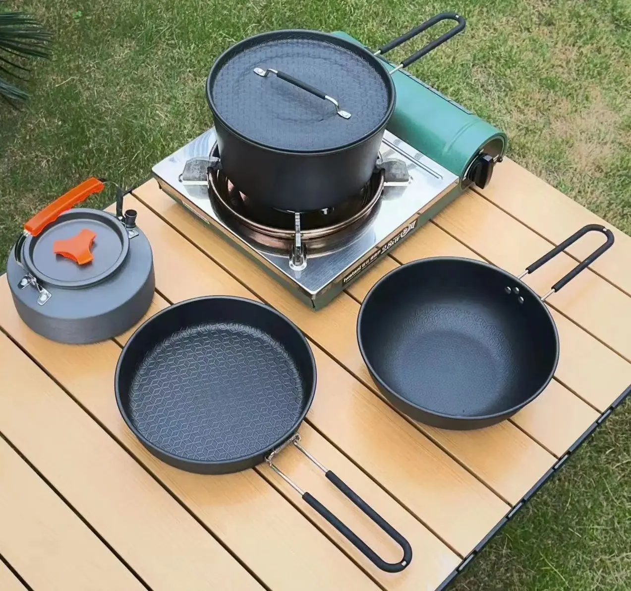 Berserk 5PC SET Camping Cooker Carbon Steel Pot set Hiking Backpack Factory Outdoor Cookware Set