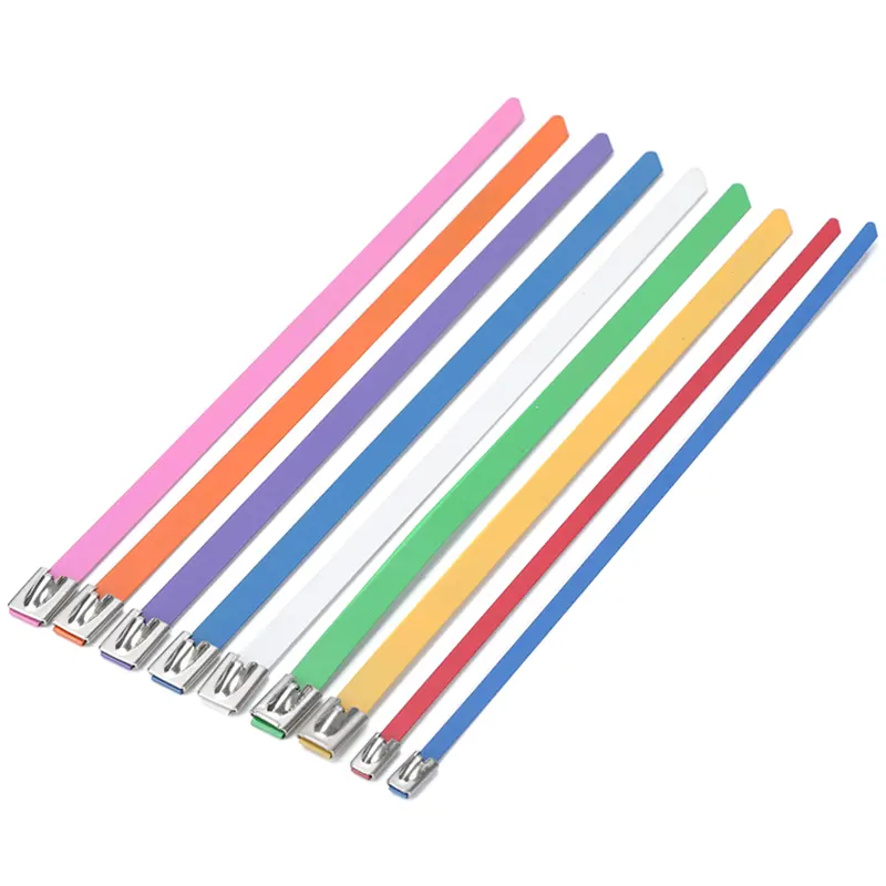 4.6*500 multi color metal cable wire ties straps 201 304 316 stainless steel self locking cable zip ties