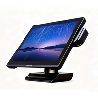Système POS noir 15,6 pouces, double écran Windows, processeur i5 10e génération, pour restaurants, petites épiceries