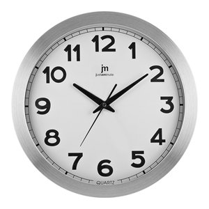 Justaminute Wall <b>Clock</b> 36cm <b>Silver</b> White Quartz Analog Timepiece - Product Image 1