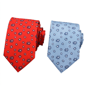 Corbata de Seda Jacquard de Lujo, Resistente, con Etiqueta Privada, Azul, OEM, Floral, Hecha <span class=keywords><strong>a</strong></span> <span class=keywords><strong>Mano</strong></span>, Venta al Por Mayor - Product Image 1