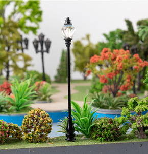 Modèle d'architecture urbaine miniature en résine, poteau d'éclairage blanc, lumière blanc chaud, sculpture 3D réaliste <span class=keywords><strong>aérographe</strong></span>, marque YUNJIE - Product Image 2