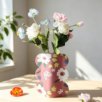 Vase en papier, vase à fleurs en papier pliable personnalisé, imprimé, imperméable, décoration de la maison, vase en papier de bureau