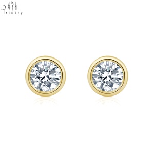 Hot Selling Trendy Design Fine Jewelry Wholesale 18K Solid Gold Real Natural Diamond Stud <b>Earrings</b> Gift For Women Daily Wearing - Product Image 1