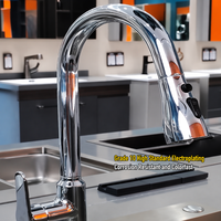 Robinet de cuisine moderne en laiton durable avec cartouche céramique, installation monotrou, douchette extractible, design à poignée unique, finition brossée