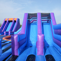 Parc d'obstacles gonflable extérieur avec piscines à balles, tunnels et toboggans, idéal pour la location commerciale dans les parcs d'attractions et les fêtes