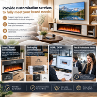 Meuble TV moderne avec étagères de rangement ouvertes, support TV avec foyer électrique à LED et cristaux pour usage domestique