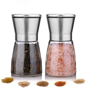 Nouveau design – Distributeur d'épices en plastique RPET avec bouteille en verre – Outil de cuisine portable – Mini salière et poivrière à deux vitesses - Product Image 1