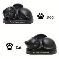 Venta directa de fábrica de alta calidad Color negro Animal único mascota gato perro estatua Memorial resina cremación urna