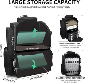 Bolsa organizadora de equipo de pesca resistente al agua salada grande de nailon para exteriores, bolsa impermeable para aparejos de pesca - Product Image 5