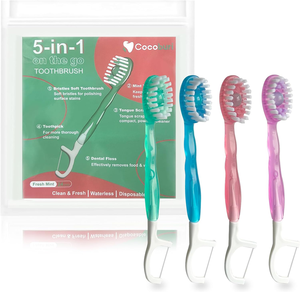 <span class=keywords><strong>Cepillo</strong></span> de <span class=keywords><strong>dientes</strong></span> desechable 5 en 1 <span class=keywords><strong>con</strong></span> cuentas de limpieza, sin <span class=keywords><strong>agua</strong></span> ni pasta dental, mini <span class=keywords><strong>cepillo</strong></span> de viaje <span class=keywords><strong>con</strong></span> hilo dental y raspador de lengua - Product Image 5