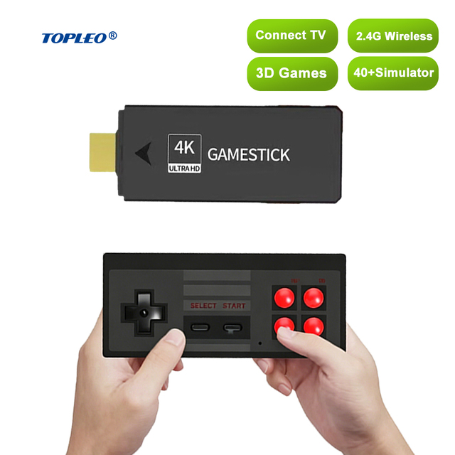 Topleo Mini Game Console Stick Lite 4K HD Output Wireless Controller TV Retro Video Game Stick