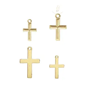 GP cross pendant 14k gold filled carved pendants crossing for permanent jewelry chains making supplier necklace wholesale