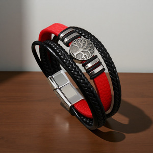 Tree Of Life Men's <b>Bracelet</b> Multi Layer <b>Leather</b> Rope Punk Style Fashionable Jewelry Gift 7.5 8.5 9 Inches - Product Image 3