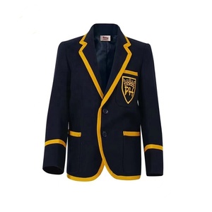 School Daily Wear Coat Boys Girs Fitted School Uniform Blazer with Badge Access Pocket Embroidery LOGO