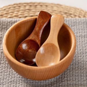Petite cuillère en bois de style japonais classique pour crème glacée, poudre de lait, assaisonnement, sel, miel, café, thé, finition polie miroir - Product Image 3