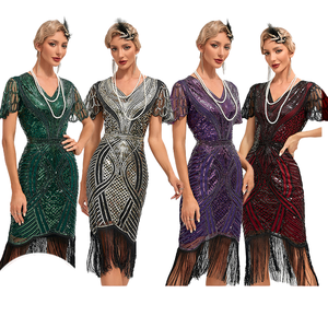 <span class=keywords><strong>Robe</strong></span> de soirée de <span class=keywords><strong>cocktail</strong></span> <span class=keywords><strong>grande</strong></span> <span class=keywords><strong>taille</strong></span> à manches chauve-souris, style empire, <span class=keywords><strong>taille</strong></span> empire, illusion, rétro des années 1920, col en V, appliquée, mi-longue, pour fête dansante - Product Image 1