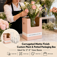 Boîte à fleurs en carton de qualité supérieure pour la vente en gros, avec poignée, pour emballer des bouquets de plantes en pot, destinée au marché américain.