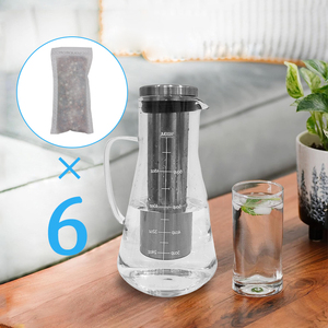 Carafe filtrante à eau alcaline domestique 1600 ml <span class=keywords><strong>en</strong></span> <span class=keywords><strong>verre</strong></span> <span class=keywords><strong>Pyrex</strong></span> et acier inoxydable 304 avec 7 billes minérales pour une eau saine - Product Image 2