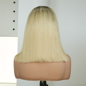 Pelucas de Cabello Humano Virgen Vietnamita Rubio sin Pegamento, Corte Bob Corto, Liso, Listo para Usar, Pre Decolorado - Product Image 3