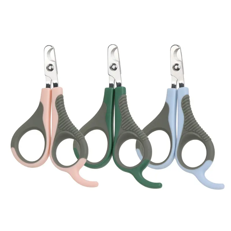 Plastic+Stainless Steel Safe Durable Easy To Use Non-Slip Handle Finger Hook Design Pet Cat Curved Head Nail Clippers