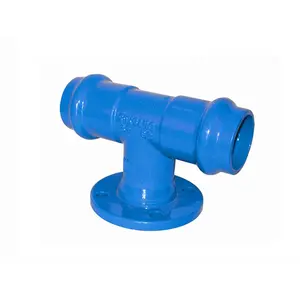 Ductile Iron GGG50 Socket Joint Fittings Double Sockets Tee With Loosing Flanged Branch