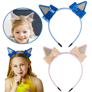 Vente en gros Bandeaux Blueys Bandeaux à paillettes <span class=keywords><strong>et</strong></span> nœuds de <span class=keywords><strong>bingo</strong></span> pour femmes <span class=keywords><strong>et</strong></span> filles Bandeau à oreilles de chat - Product Image 1