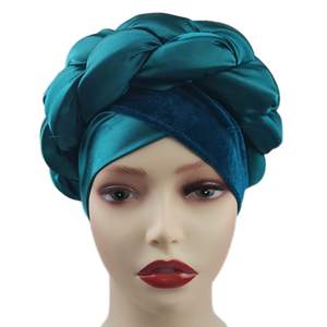 Couvre-chef en Satin africain pour <span class=keywords><strong>femme</strong></span>, Turban tressé, en Gele, pour <span class=keywords><strong>mariage</strong></span> musulman nigérian, nouvelle collection 2020 - Product Image 5