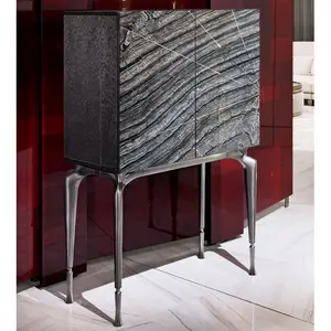 Celldeal — armoire à vin de luxe en acier inoxydable, vente en gros, prix de gros, salon, avec marbre naturel et miroir