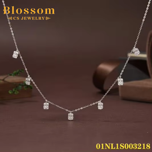 פוריחים מפעל תכשיטים סיטונאי טורקיז 925 כסף סטרלינג אביזרים גיאומטריים פשוט שרשרת זירקוניה לנשים - Product Image 3