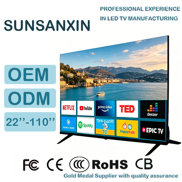 Wholesale OEM 24 32 40 50 Inch 4K Smart LED TV Brightness 350cd 1-Year Warranty Cheap Flat Screen Televisions