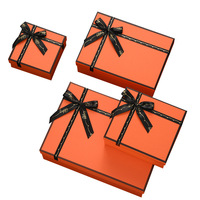 Boîte cadeau de mariage luxueuse en carton rigide rouge, grand format carré, recyclable, en carton gris, avec nœud en ruban