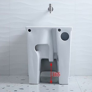 Évier en céramique Aivijia 460x370x450mm, lavabo sur pied avec trop-plein - Product Image 2