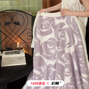 Coral Fleece Blanket 100x150cm 150x200cm 200x230cm Anti Static Home Use Rectangular Floral Pattern Milk Floss Material - Product Image 5