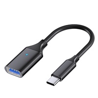 Câble adaptateur OTG de type C vers USB 3.0 Transmission de données 5Gbps avec lumière LED pour téléphone intelligent tablette ordinateur portable