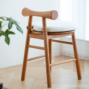 Taburete Butterfly de madera maciza de cerezo, taburete para tocador con respaldo, silla redonda para uso en maquillaje en el dormitorio - Product Image 3