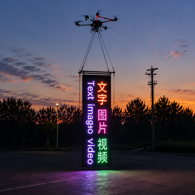 P25 LED Flying Drone Magic Carpet Screen for Full Color Outdoor Advertising Transparent Screen Animation Features