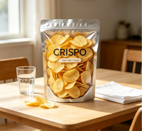 Sachets personnalisés à fermeture éclair, semi-métallisés PET/VMPET/PE avec fenêtre, pour l'emballage de chips de pommes de terre, faible MOQ