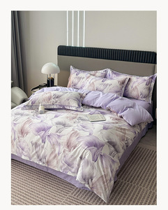 Set Quattro Pezzi in Cotone a Fibra Lunga Personalizzabile con Stampa Digitale, Lussuoso Copripiumino in Puro Cotone Pettinato Singolo/Matrimoniale - Product Image 2