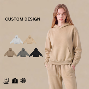 Wholesale Custom Logo 350G <strong>Fleece</strong> Lined Hoodie <strong>Men</strong> Boxy Pullover Sweatshirt Patch Pocket Cotton Blend Streetwear - Product Image 3