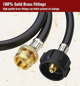 Manguera adaptadora de propano de 6 pies, adaptador de 1lb a 20lb convierte electrodomésticos de 1lb en tanques de 5 a 40lb, manguera de gas para Weber Q, <span class=keywords><strong>Coleman</strong></span> Grill - Product Image 4