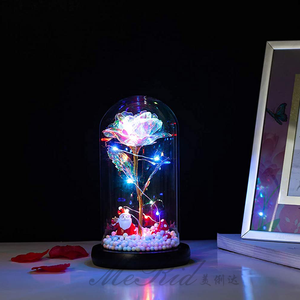 Trang trí đám cưới Valentine Quà Tặng rõ ràng bảo quản Rose trong Glass Dome, LED Galaxy Rose Glass Dome với gỗ cơ sở thân thiện với môi - Product Image 4