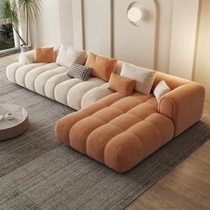 Ensemble de canapés sectionnels en L de luxe moderne en tissu, compressé et emballé sous vide, mobilier modulaire pour appartement, hôtel, villa - Product Image 1