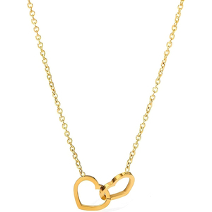 Nouveau Collier Femme en Acier Titane Double Cœur, Bijoux Fins Tendance 2025 - Product Image 1