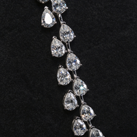 Bracelet tennis en moissanite GRA VVS en forme de poire, en argent sterling 925, minimaliste, double rangée, avec moissanites en goutte d'eau