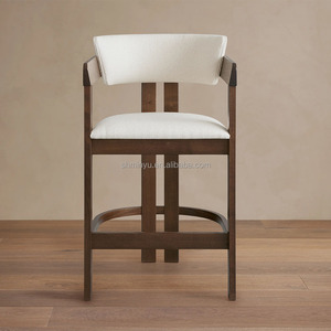 Chaise de comptoir d'intérieur de luxe moderne en finition noire <span class=keywords><strong>tabouret</strong></span> à cadre en <span class=keywords><strong>bois</strong></span> pour <span class=keywords><strong>cuisine</strong></span>, salle à manger <span class=keywords><strong>et</strong></span> bar à domicile - Product Image 5